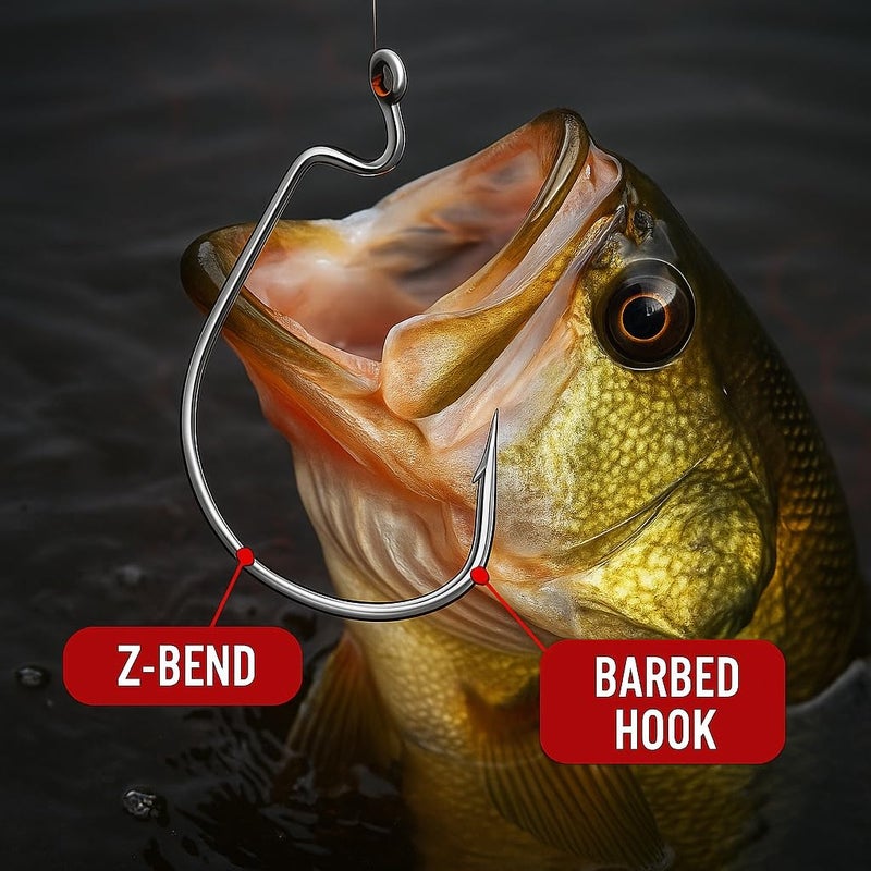 BIG WORM FISHING Worm Hooks for Bass Fishing- Texas Rig - Ewg - Image 2